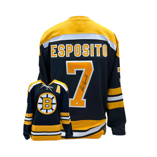 Phil Esposito Signed Boston Bruins Black Fanatics Vintage Jersey - Frameworth Sports Canada 