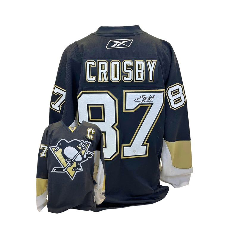 Sidney Crosby Signed Pittsburgh Penguins 2007-2011 Black and Vegas Gold Replica Reebok Jersey