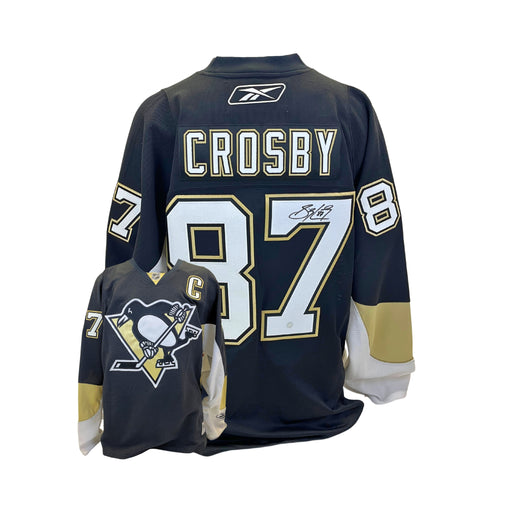 Sidney Crosby Signed Pittsburgh Penguins 2007-2011 Black and Vegas Gold Replica Reebok Jersey - Frameworth Sports Canada 