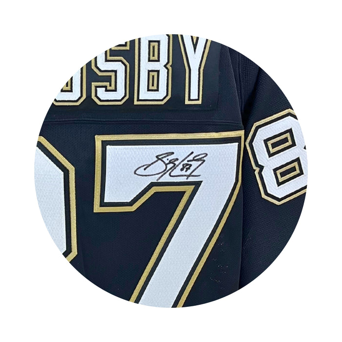 Sidney Crosby Signed Pittsburgh Penguins 2007 2011 Black and Vegas Gold Replica Reebok Jersey