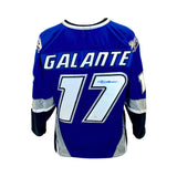 AJ Galante Signed Danbury Trashers Blue Game Model Jersey - Frameworth Sports Canada 