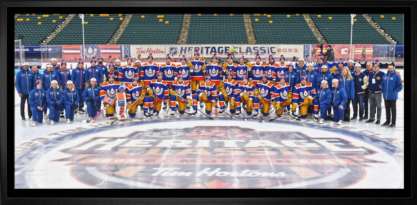 Edmonton Oilers Framed 12x29 Canvas 2023 Heritage Classic-H