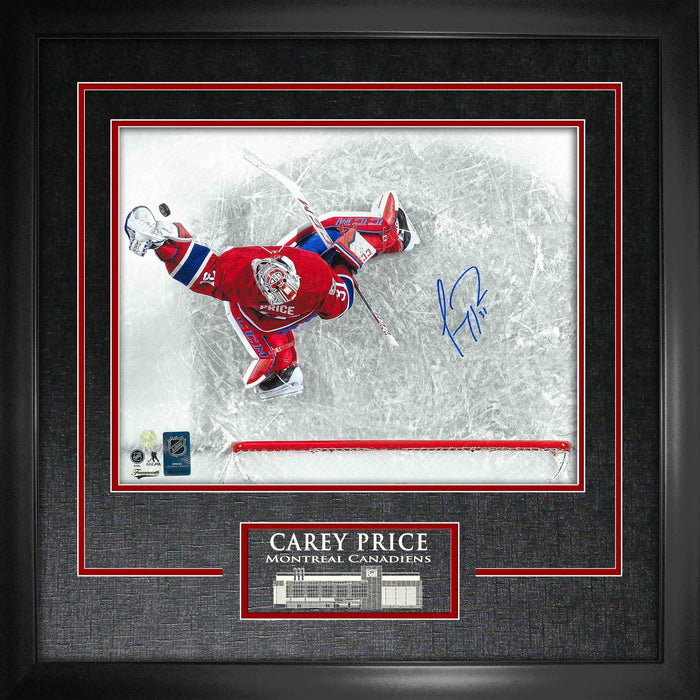 Carey Price Signed 11x14 Etched Mat Canadiens Overhead-H