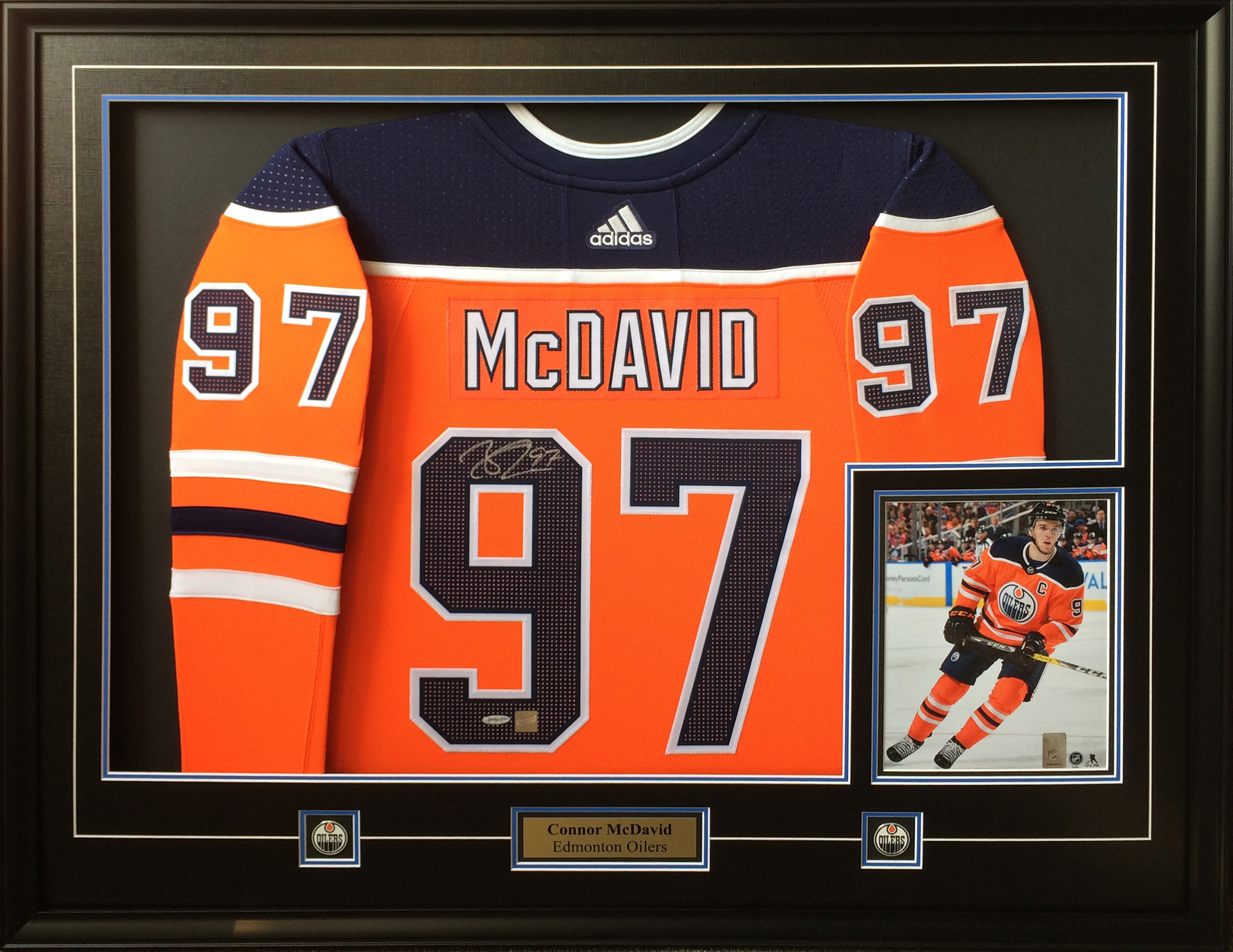 Connor McDavid Signed Framed Edmonton Oilers Orange Adidas