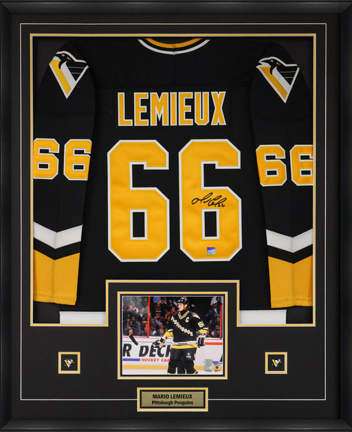Mario Lemieux Signed Framed Pittsburgh Penguins 1996 CCM Throwback Jersey - Frameworth Sports Canada 