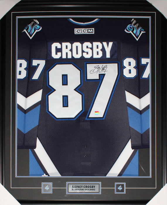 Sidney Crosby Signed Jersey Framed Oceanic Pro Blue CCM