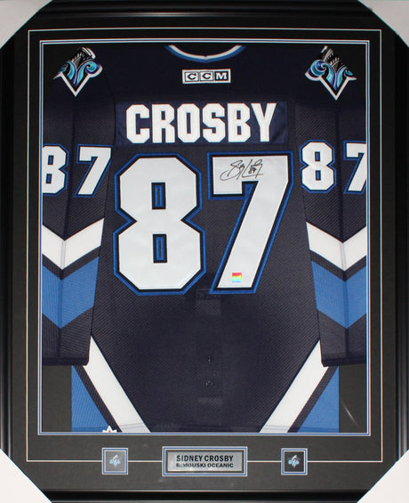 Sidney Crosby Signed Jersey Framed Oceanic Pro Blue CCM - Frameworth Sports Canada 