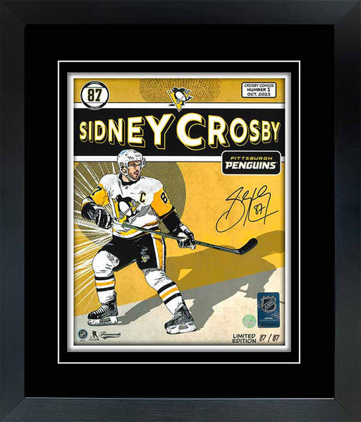 Sidney Crosby Signed 8x10 Framed Replica Comic Penguins (Limited Edition of 87) - Frameworth Sports Canada 