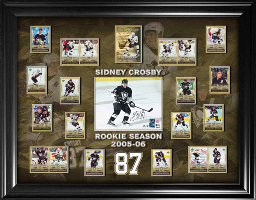 Sidney Crosby Signed 8x10 Framed with Rookie Season Cards (Limited Edition of 87) - Frameworth Sports Canada 