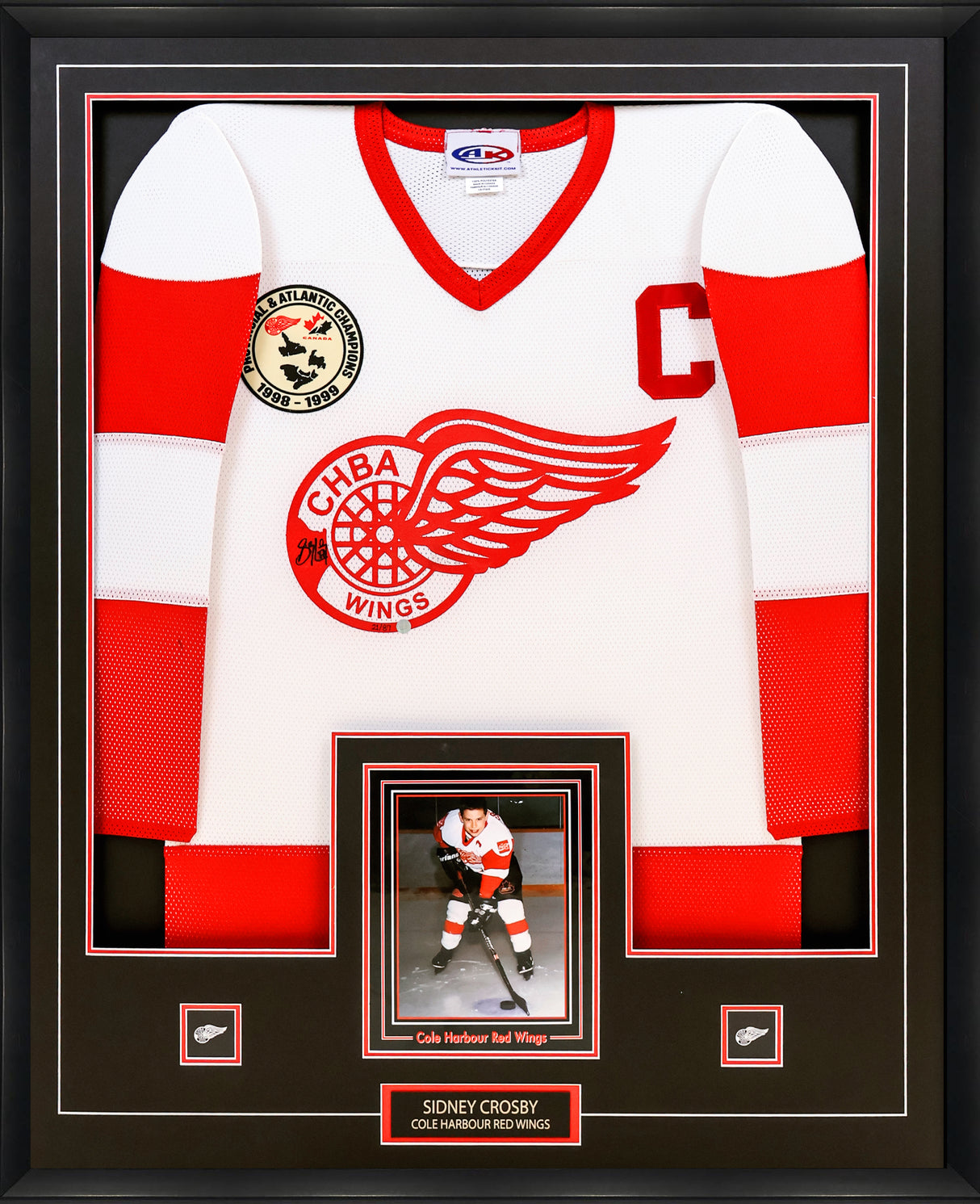 Sidney Crosby Signed Framed Jersey White Cole Harbour Red Wings (Limited Edition of 87)