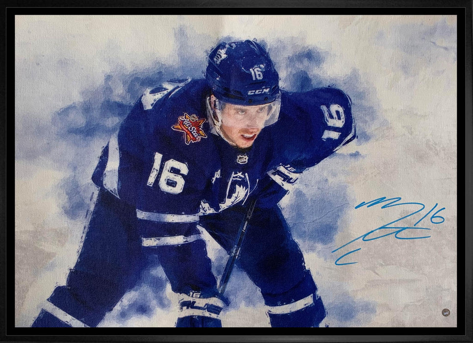 Mitch Marner Signed 20x29 Framed Canvas Toronto Maple Leafs Painting Effect-H - Frameworth Sports Canada 
