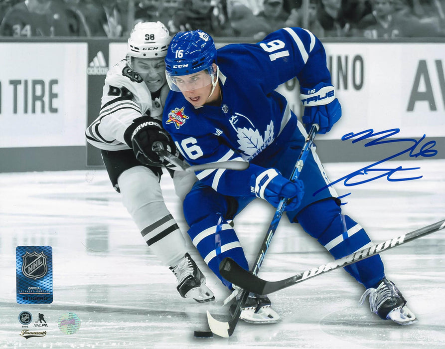 Mitch Marner Signed 8x10 Photo Toronto Maple Leafs Spotlight vs Bedard-H