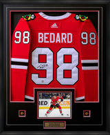 Connor Bedard Signed Jersey Framed Chicago Blackhawks Red Adidas