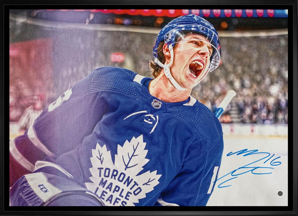 Mitch Marner Signed 20x29 Framed Canvas Toronto Maple Leafs Close-Up-H