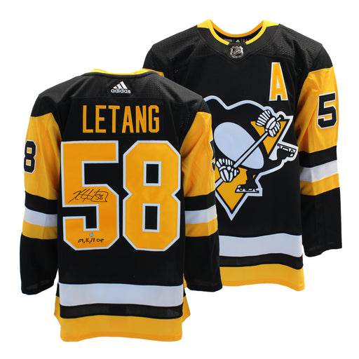 Kris Letang Signed Jersey Pittsburgh Penguins Black Adidas Insc "09, 16,17 Cup" - Frameworth Sports Canada 