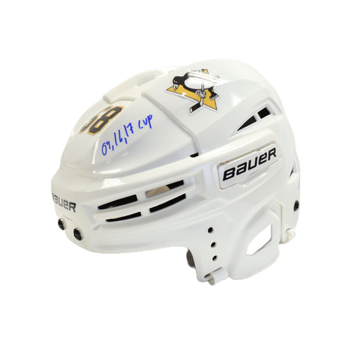 Kris Letang Signed Helmet Pittsburgh Penguins White Bauer Insc "09, 16, 17 Cup" - Frameworth Sports Canada 