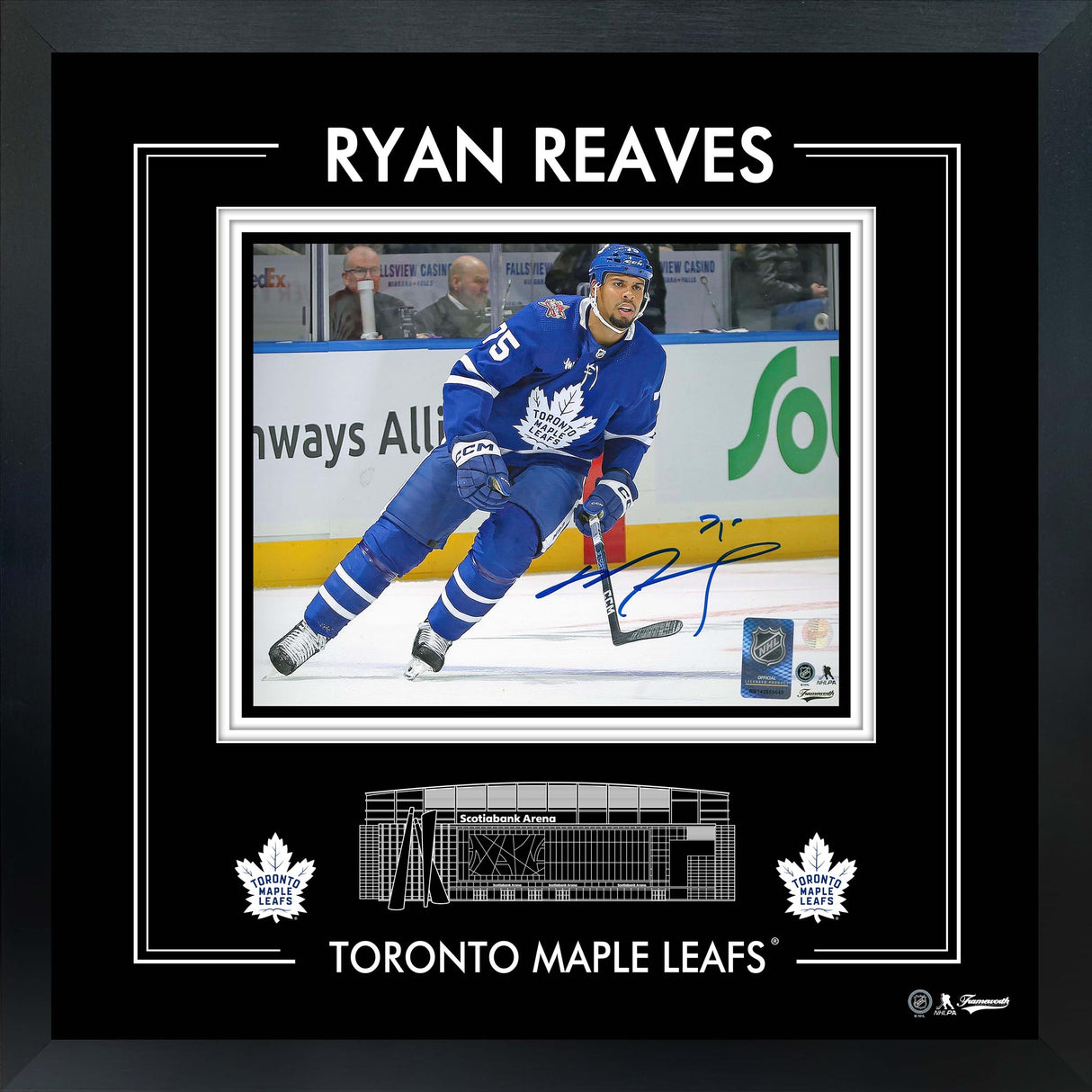 Ryan Reaves Signed 8x10 PhotoGlass Frame Maple Leafs Action-H - Frameworth Sports Canada 