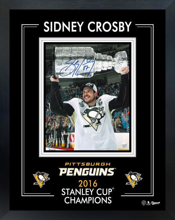 Sidney Crosby Signed 8x10 Framed PhotoGlass 2016 Stanley Cup Penguins