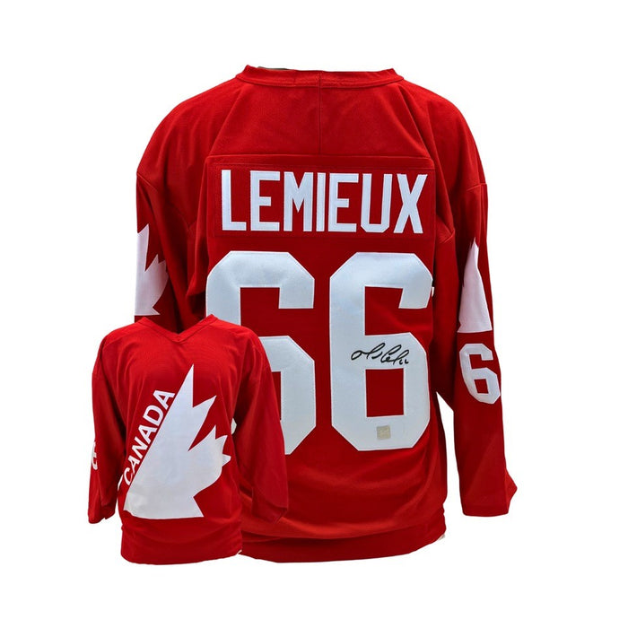 Mario Lemieux Signed 1987 Canada Cup Red Jersey - Frameworth Sports Canada 