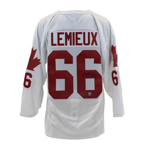 Mario Lemieux Signed 1987 Canada Cup White Jersey - Frameworth Sports Canada 