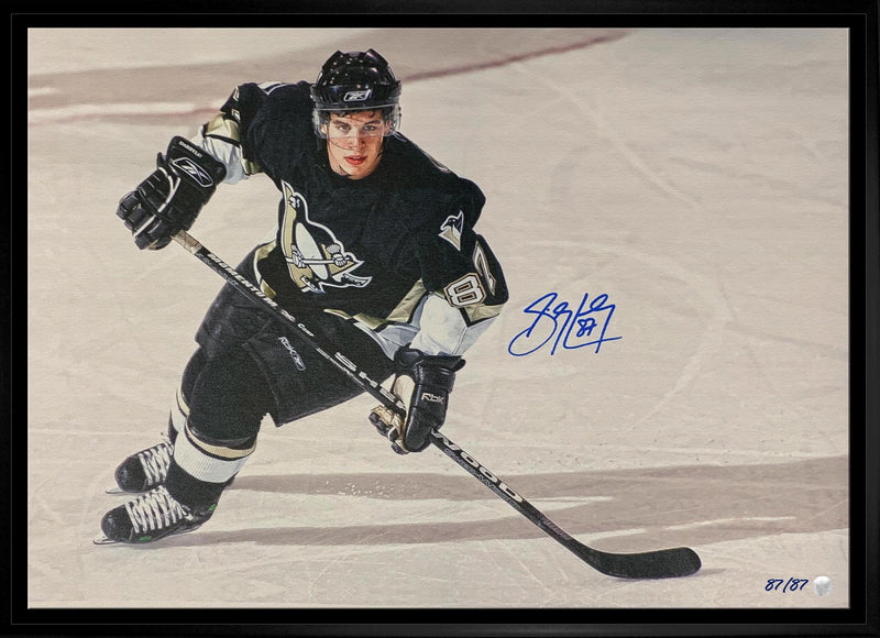 Sidney Crosby Signed 20x29 Framed Canvas Rookie Season (Limited Edition of 87) - Frameworth Sports Canada 