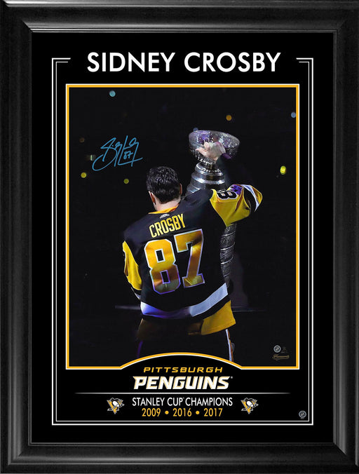 Sidney Crosby Signed 16x20 Framed PhotoGlass Stanley Cup (Limited Edition of 87) - Frameworth Sports Canada 