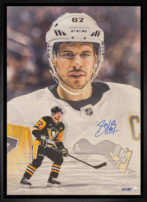 Sidney Crosby Signed 20x29 Framed Canvas Close-Up Collage (Limited Edition of 87)