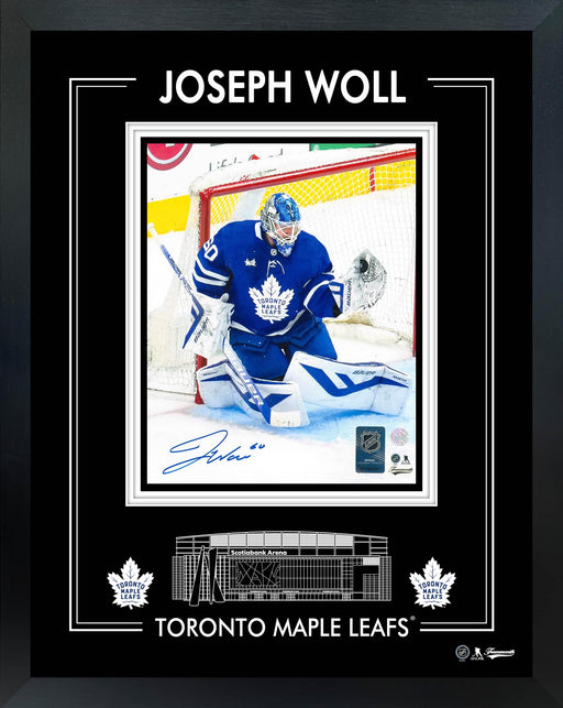 Joseph Woll Signed 8x10 Framed PhotoGlass Maple Leafs Action-V - Frameworth Sports Canada 