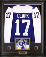 Wendel Clark Signed Framed Jersey Maple Leafs Replica Fanatics Blue