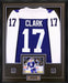 Wendel Clark Signed Framed Jersey Maple Leafs Replica Fanatics Blue - Frameworth Sports Canada 
