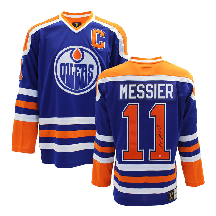 Mark Messier Signed Jersey Replica Blue Oilers Vintage Fanatics - Frameworth Sports Canada 