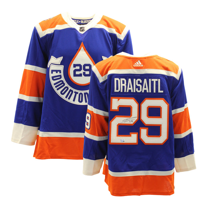 Leon Draisaitl Signed Jersey Edmonton Oilers 2023 Heritage Classic Adidas Auth.