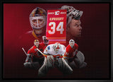 Miikka Kiprusoff 20x29 Framed Canvas Flames From Behind-H