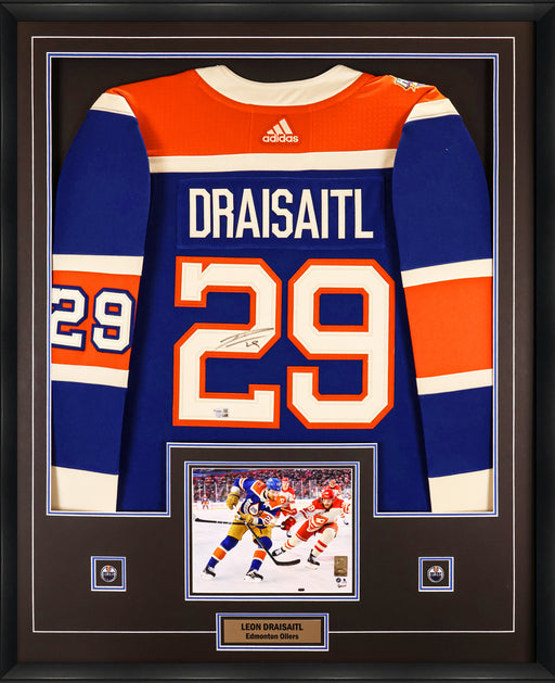 Leon Draisaitl Signed Jersey Framed Edmonton Oilers 2023 Heritage Classic Adidas Auth. - Frameworth Sports Canada 