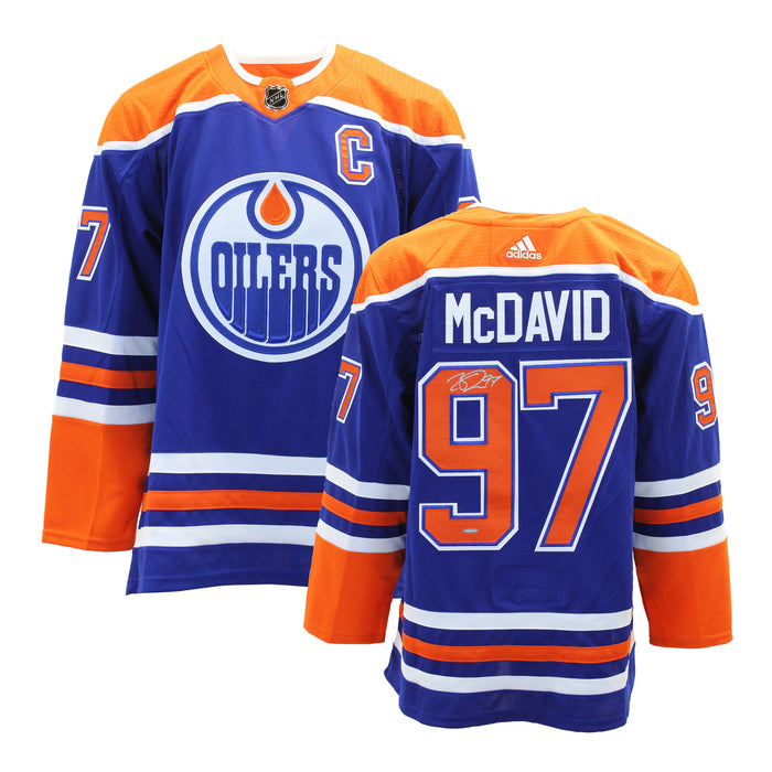 Connor McDavid Signed Jersey Edmonton Oilers Blue Adidas