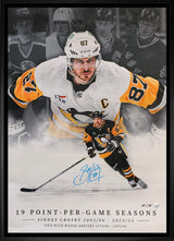 Sidney Crosby Signed 20x29 Framed Canvas 19 Point-Per Game Seasons (Limited Edition of 87)