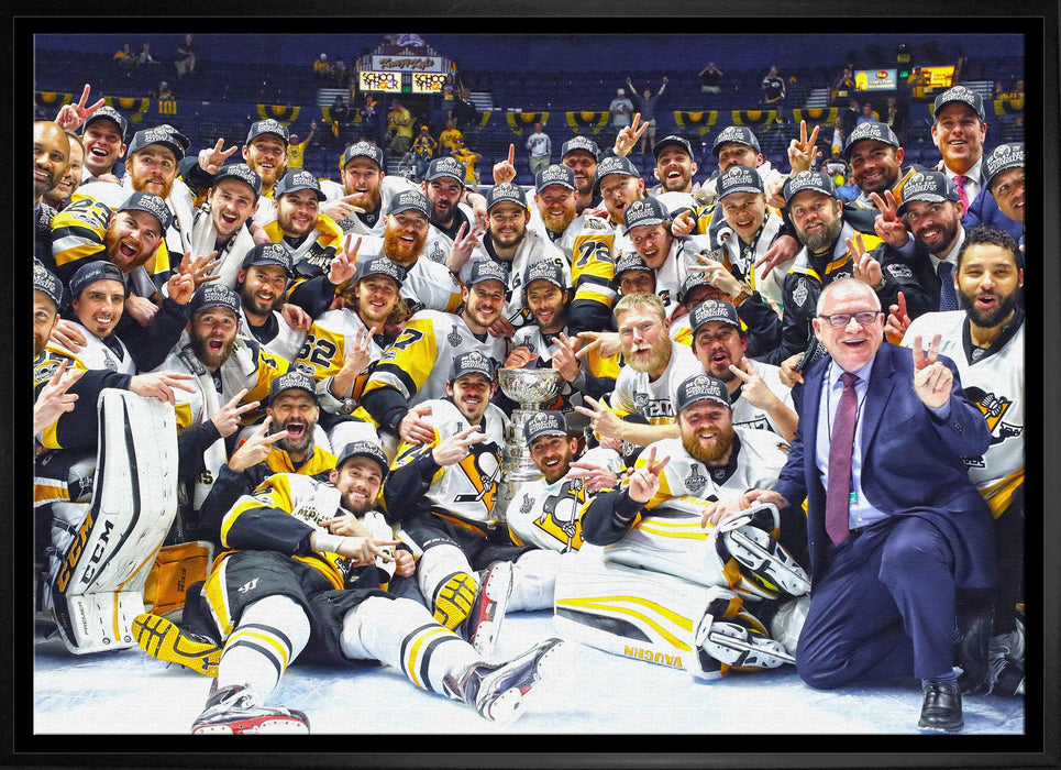 Pittsburgh Penguins 20x29 Framed Canvas 2017 Stanley Cup