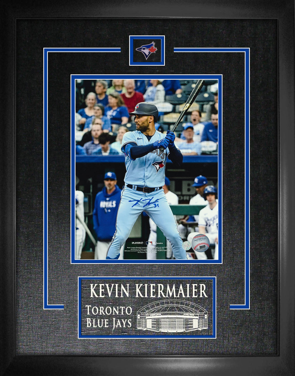 Kevin Kiermaier Signed Etched Mat Toronto Blue Jays 8x10 Action-H - Frameworth Sports Canada 