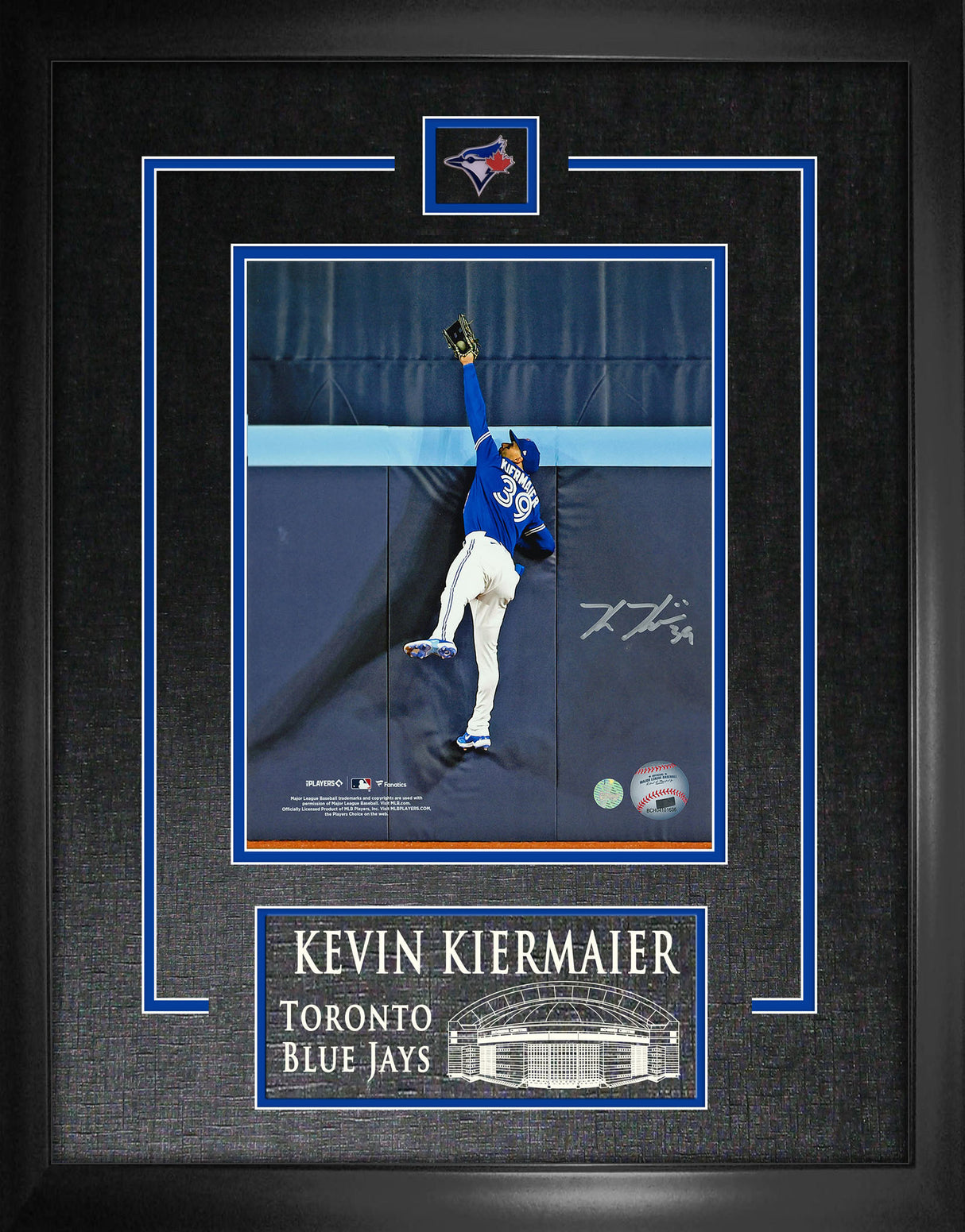 Kevin Kiermaier Signed Etched Mat Toronto Blue Jays 8x10 Catch-H - Frameworth Sports Canada 