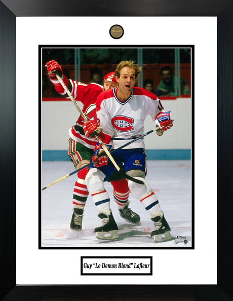 Guy Lafleur Framed Photo with Alumni Coin - Frameworth Sports Canada 