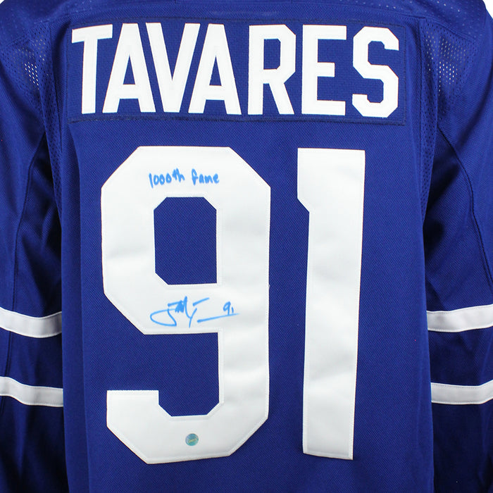 John Tavares Signed Jersey Toronto Maple Leafs Blue Adidas with "1000th Game" Inscription