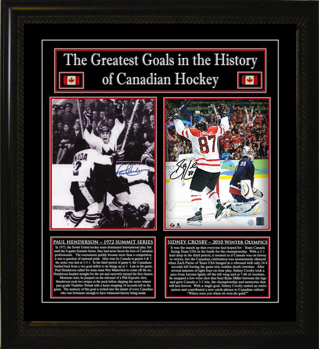 Sidney Crosby and Paul Henderson Signed Framed 8x10 Canada's Greatest Goals Photos - Frameworth Sports Canada 