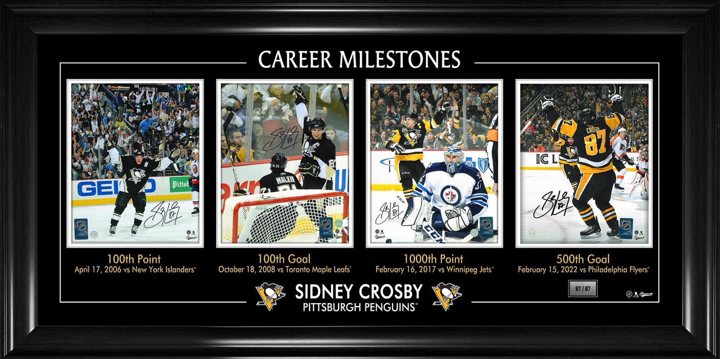 Sidney Crosby Four Signed 8x10 Milestones Penguins (Limited Edition of 87) - Frameworth Sports Canada 