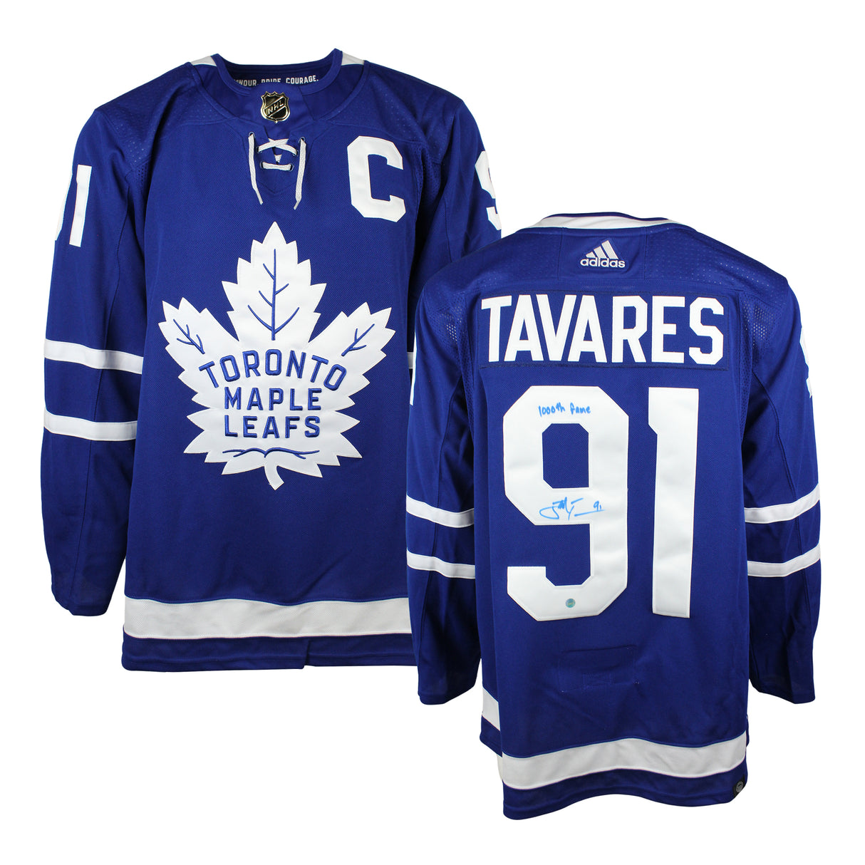 John Tavares Signed Jersey Toronto Maple Leafs Blue Adidas with "1000th Game" Inscription