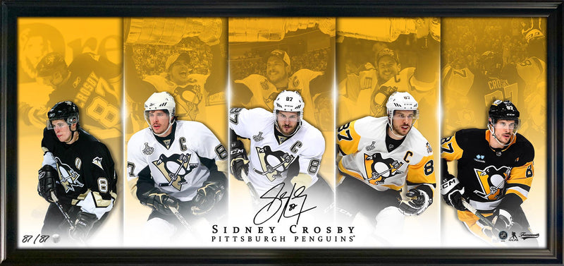 Sidney Crosby Signed 15x35 Framed Print Penguins Evolution-H (Limited Edition of 87) - Frameworth Sports Canada 