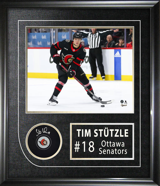 Tim Stutzle Ottawa Senators Signed Framed Hockey Puck - Frameworth Sports Canada 