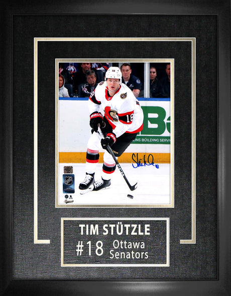 Tim Stutzle Signed Framed Ottawa Senators Away 8x10 Photo - Frameworth Sports Canada 