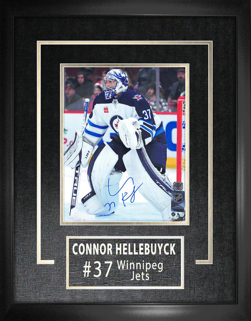 Connor Hellebuyck Winnipeg Jets Signed Framed Away 8x10 Photo - Frameworth Sports Canada 