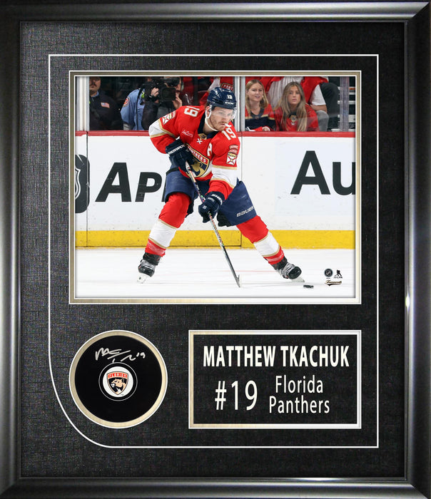 Matthew Tkachuk Signed Framed Florida Panthers Hockey Puck