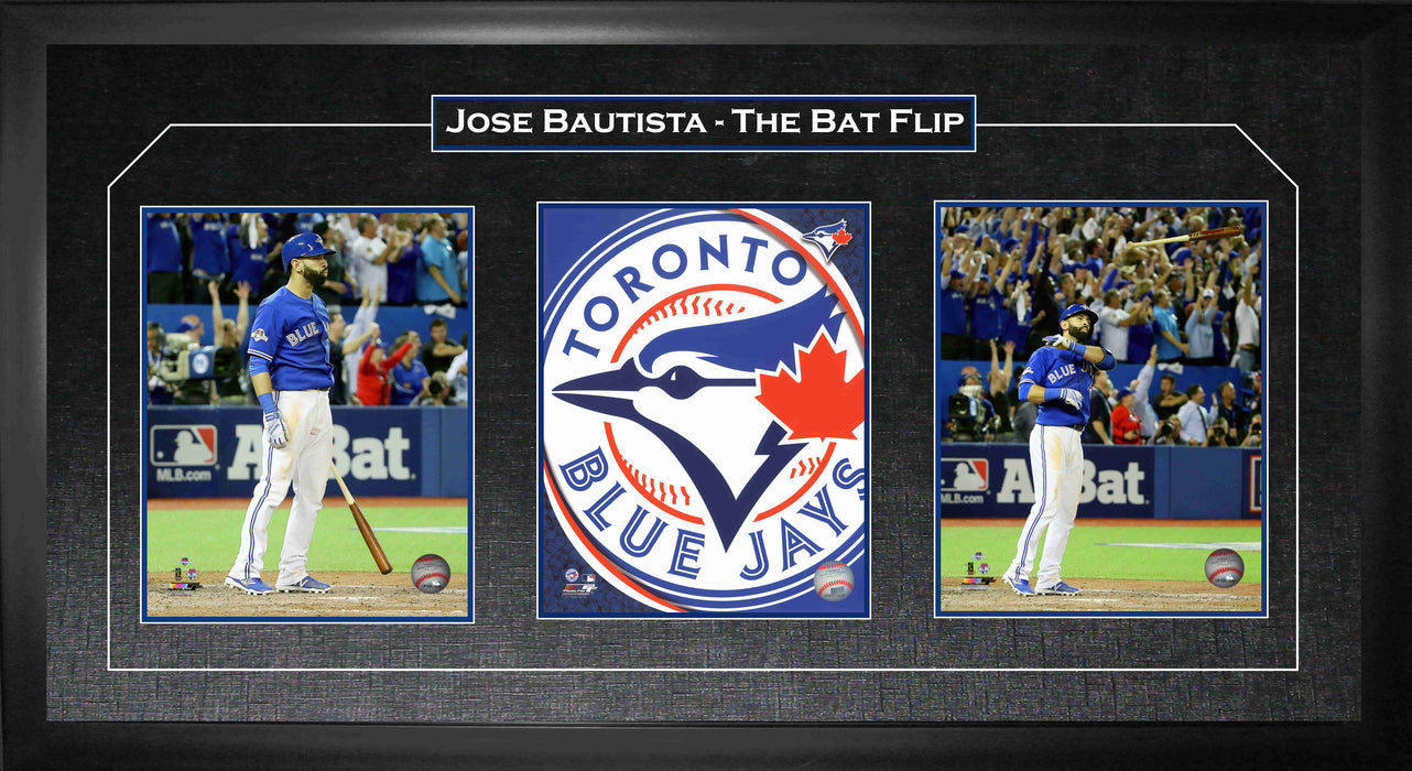 Jose Bautista Toronto Blue Jays Triple 8x10 Photo Frame The Bat Flip - Frameworth Sports Canada 